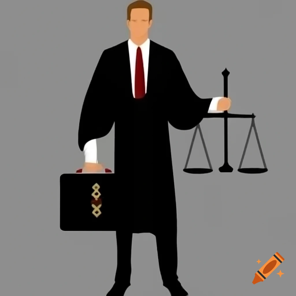 Lawyer carrying briefcase with justice scales