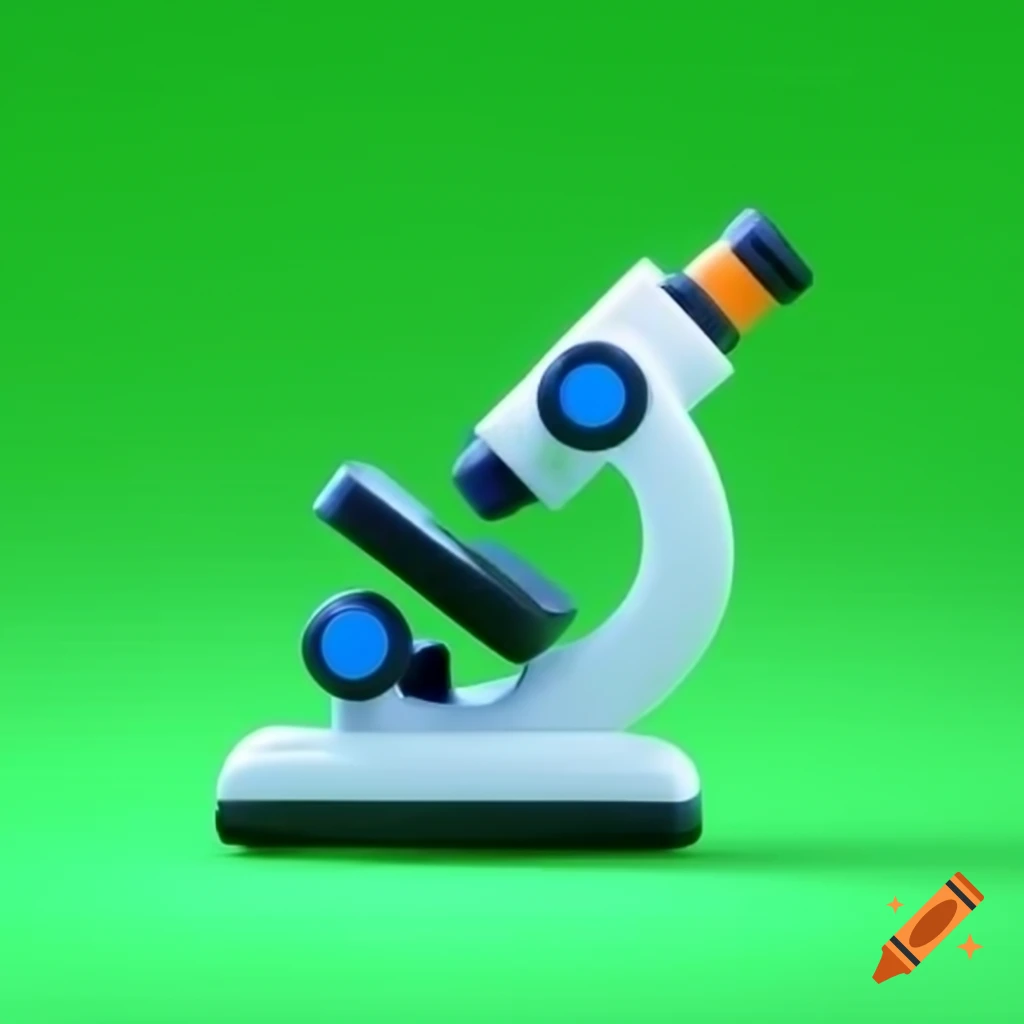 2D animated cartoon microscope on green background