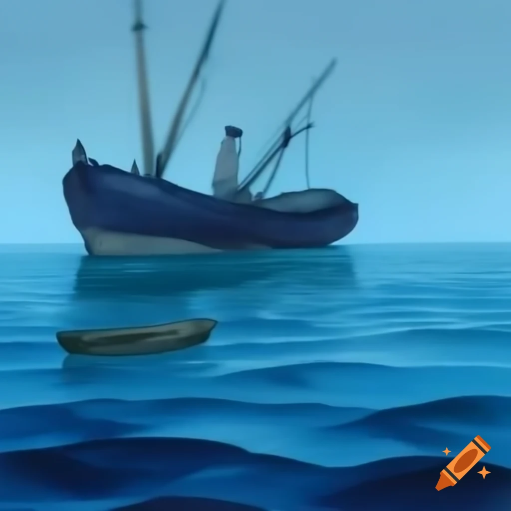 Big and small boats on the sea at night