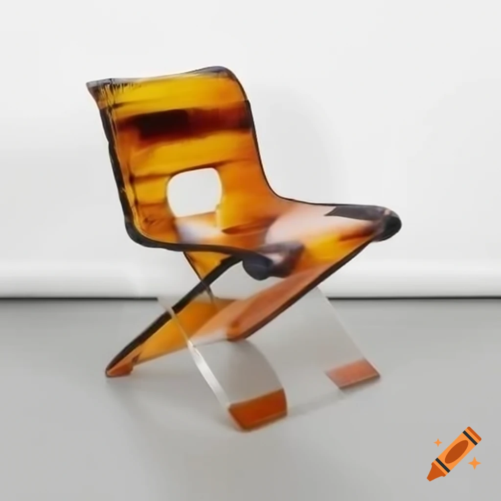 Postmodern folding chair in joke shape made of melted acrylic