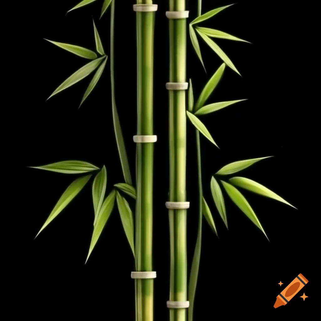 Ultra realistic bamboo reeds on black background