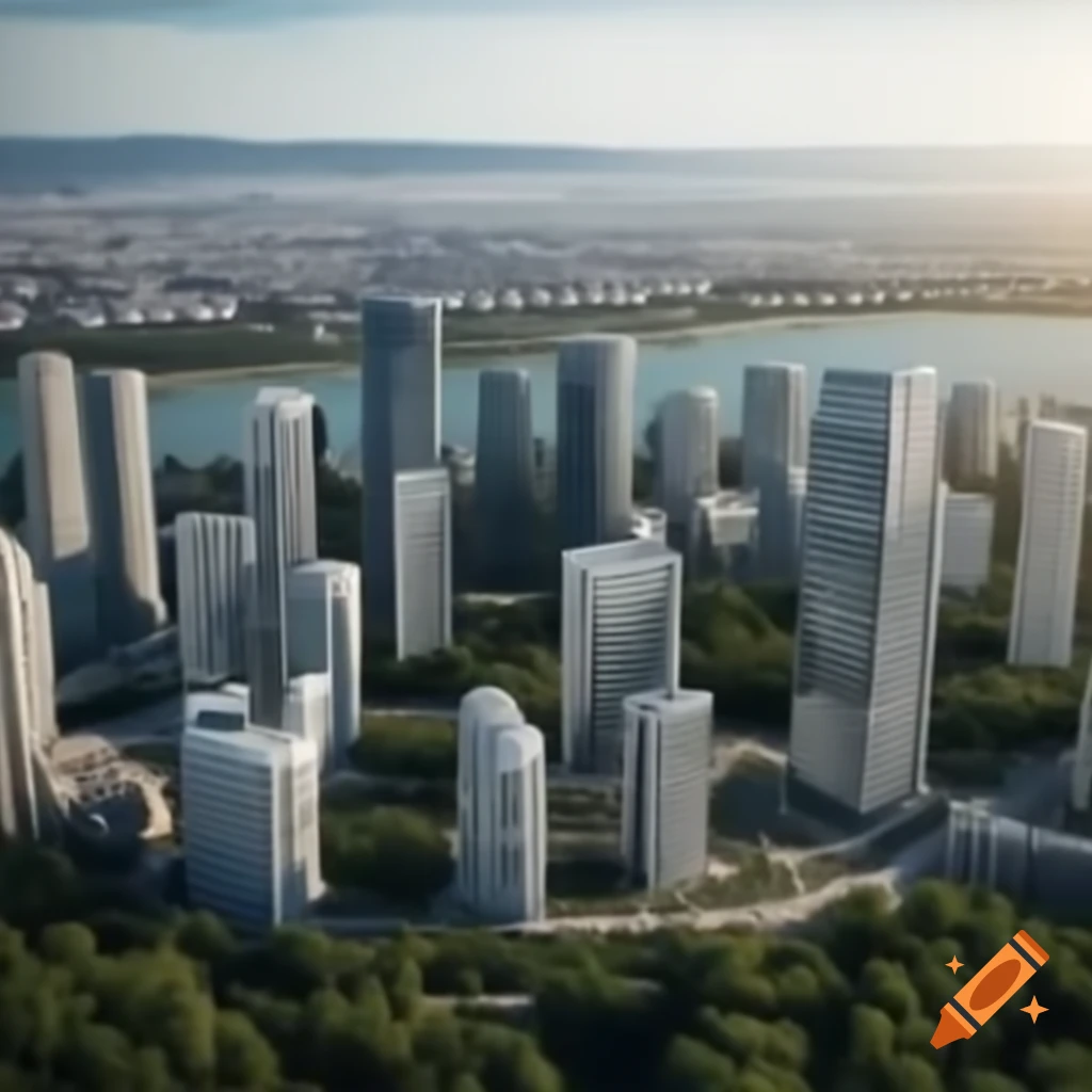 Futuristic cityscape of Varna in 2050 showcasing economic growth