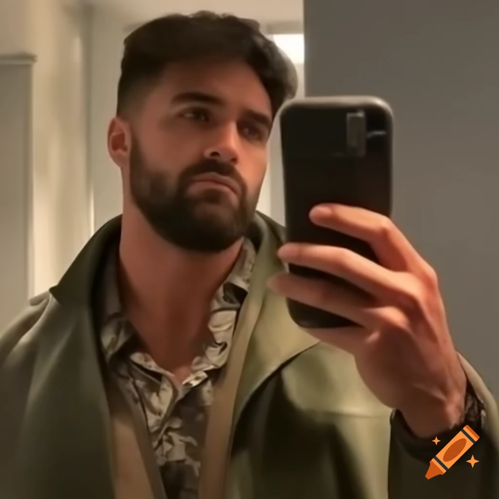  Boy in white shirt taking mirror selfie on Craiyon
