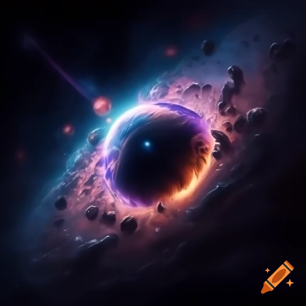 Galactic Mushroom Shower in star-studded space background