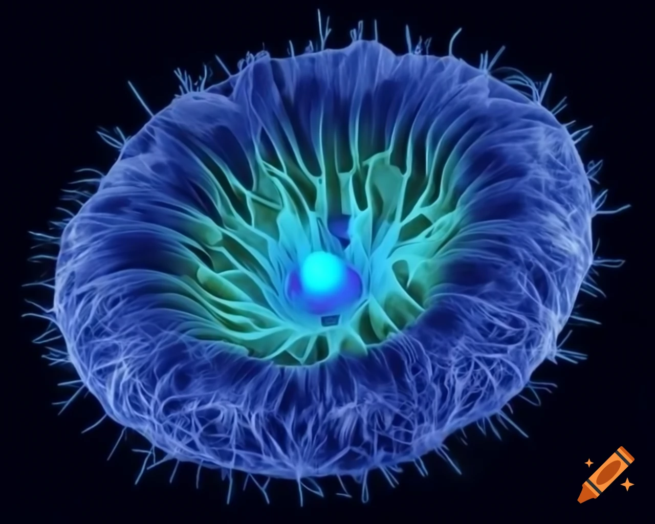 Hyperrealistic 3D render of genetics and electron microscope details