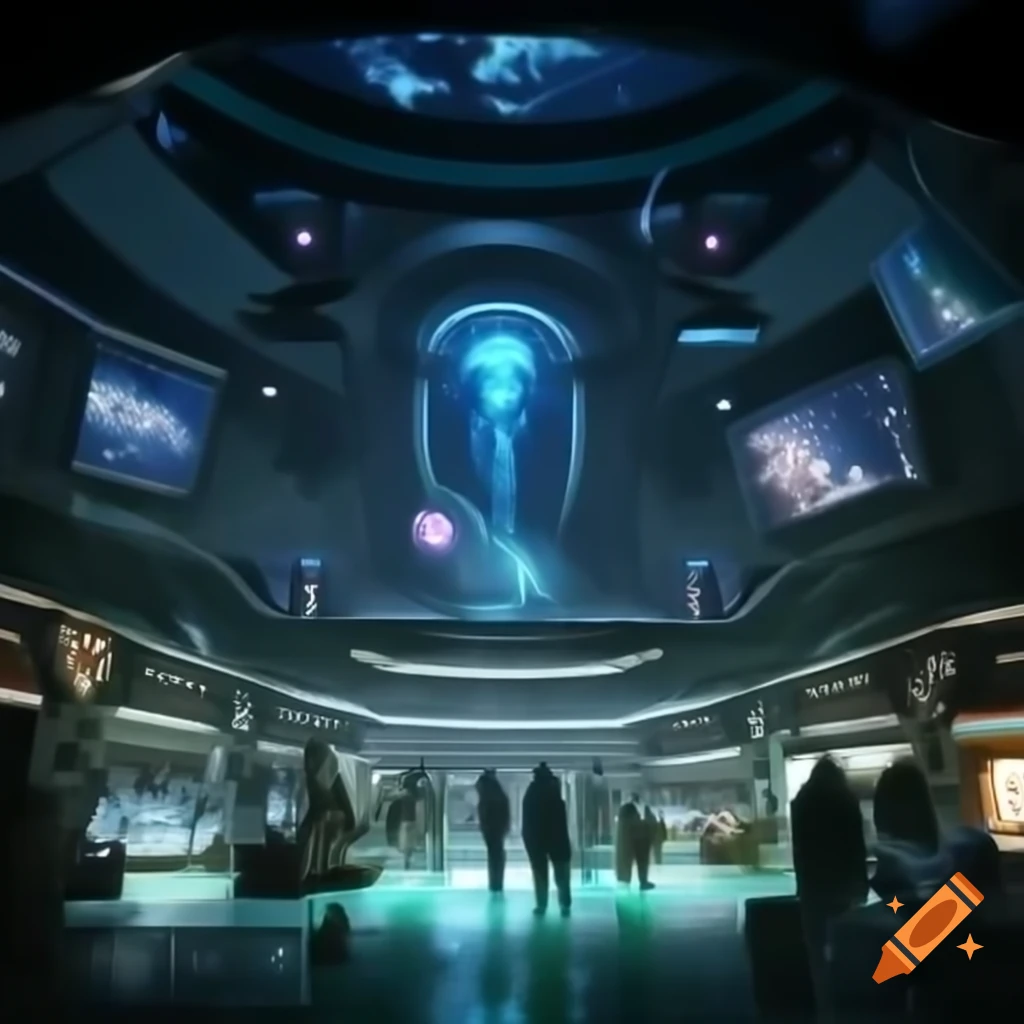 Bustling interstellar marketplace on asteroid with futuristic spaceships and exotic goods