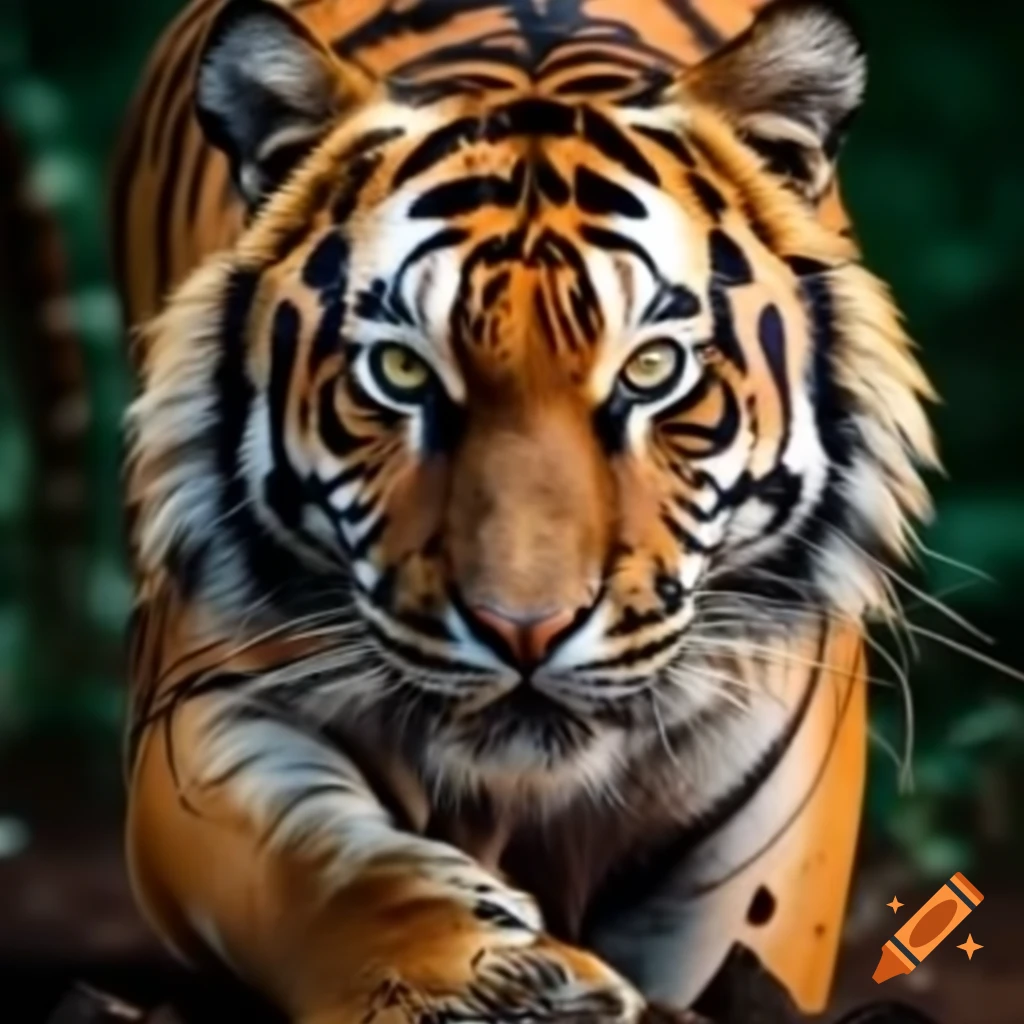Tiger with thorn in its paw, emphasizing wildlife vulnerability