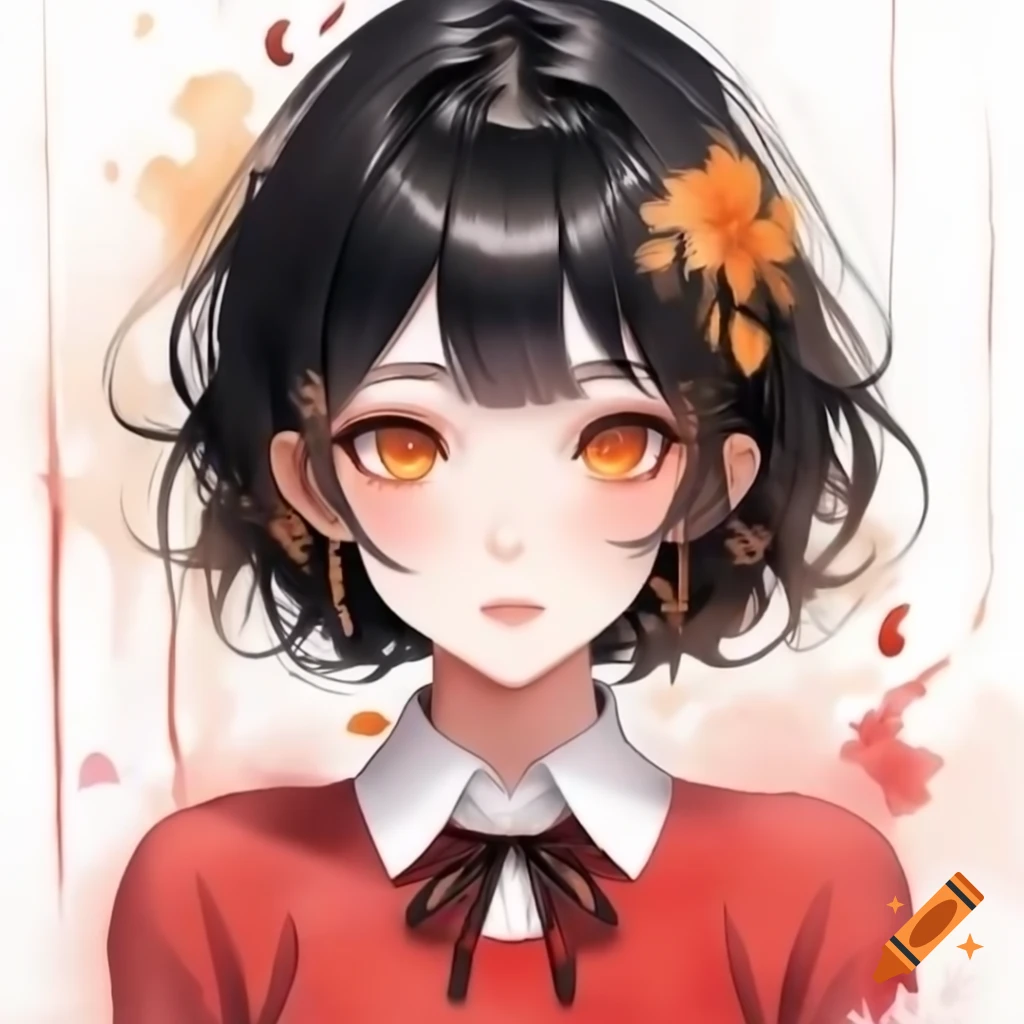 Profile of a female character in Tears of Themis art style with orange eyes and red sweater