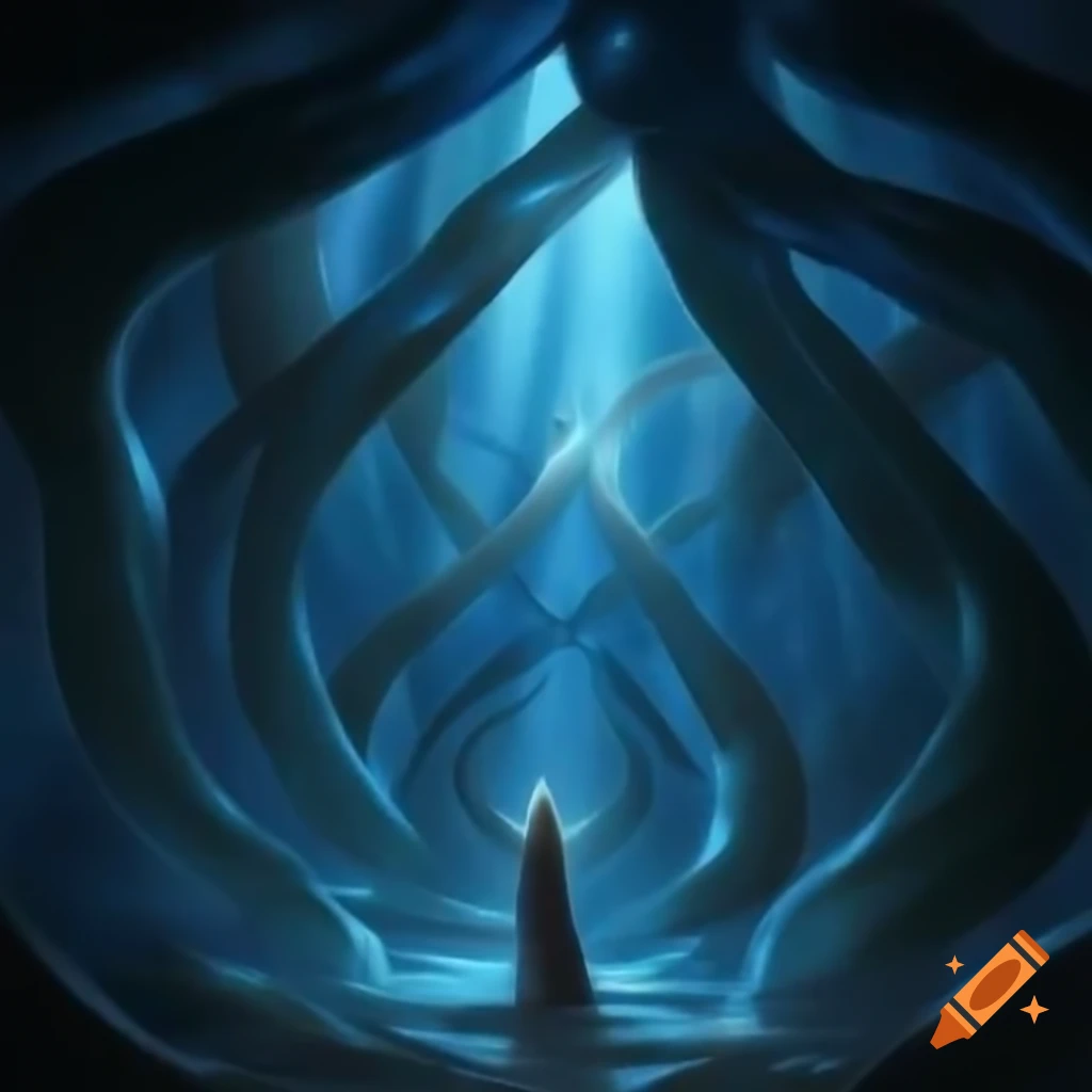 Mystical tapestry with azure shrouds and legendary echoes