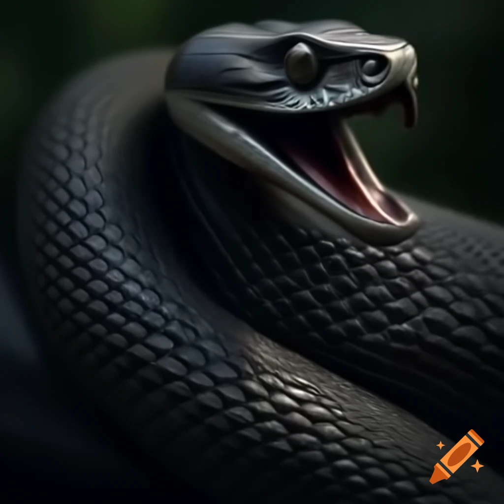 Fantasy creature hybrid of Leedsichthys and Black mamba