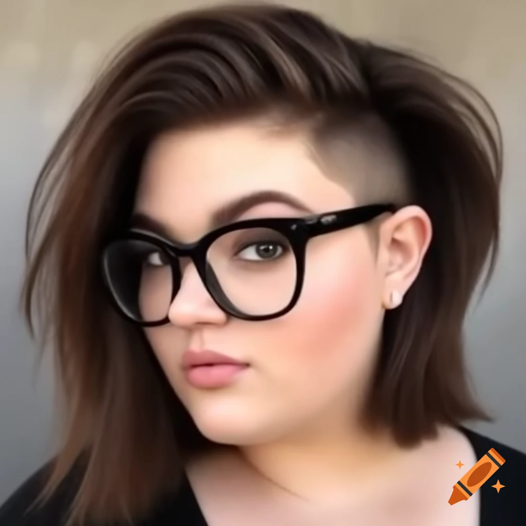 Woman With Thick Short Brown Hair And Blonde Streaks In Undercut Bob 