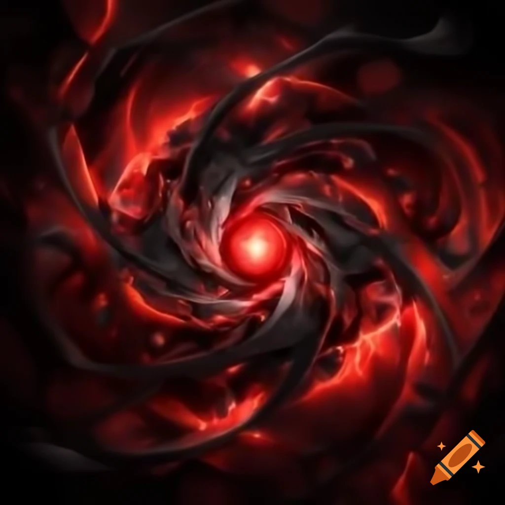 Magical realm with domain expansion in red and black colors