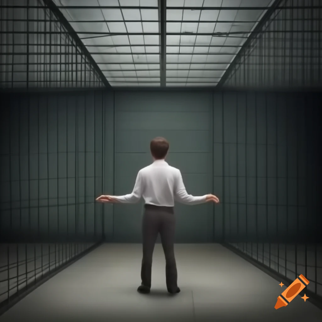 Person looking confused in a tight enclosed space