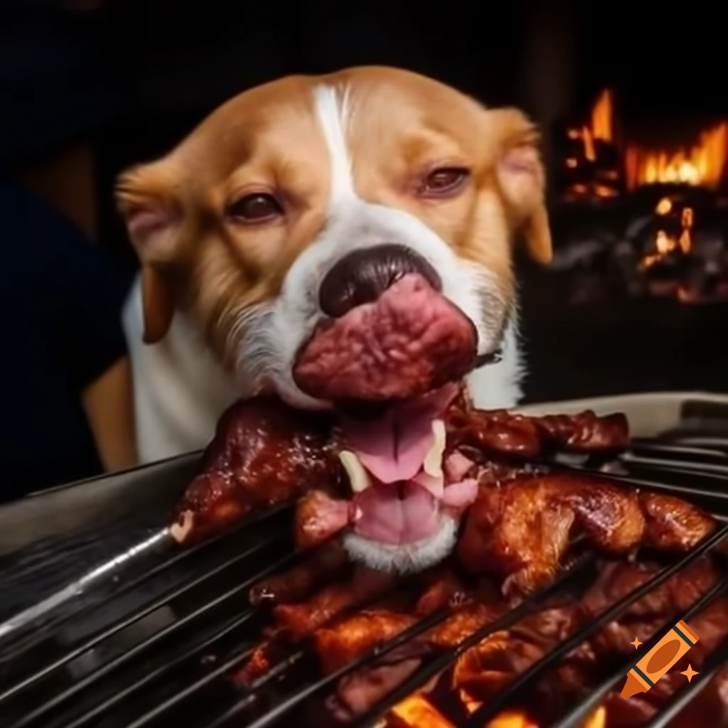 Colorful depiction of a character at a campfire enjoying barbecue