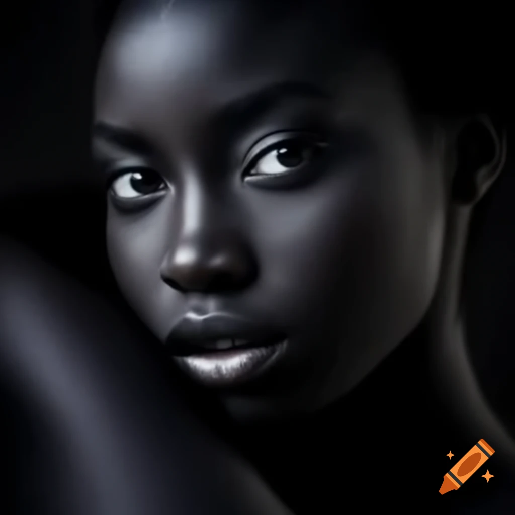 Beautiful Black woman gazing downward with grace
