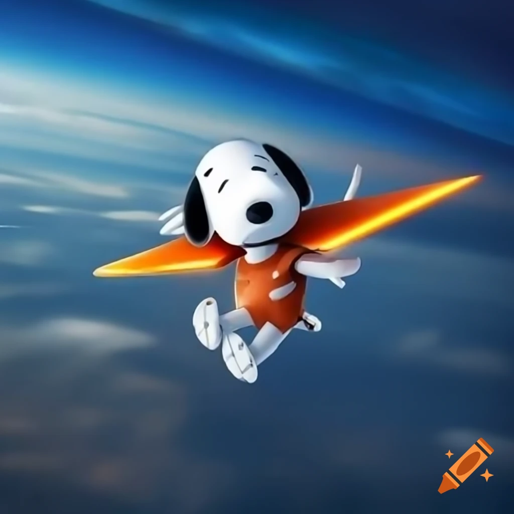 Snoopy piloting an X-Wing from Star Wars