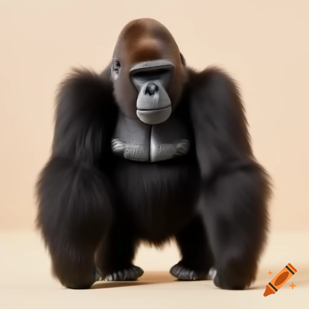 Stuffed gorilla standing upright