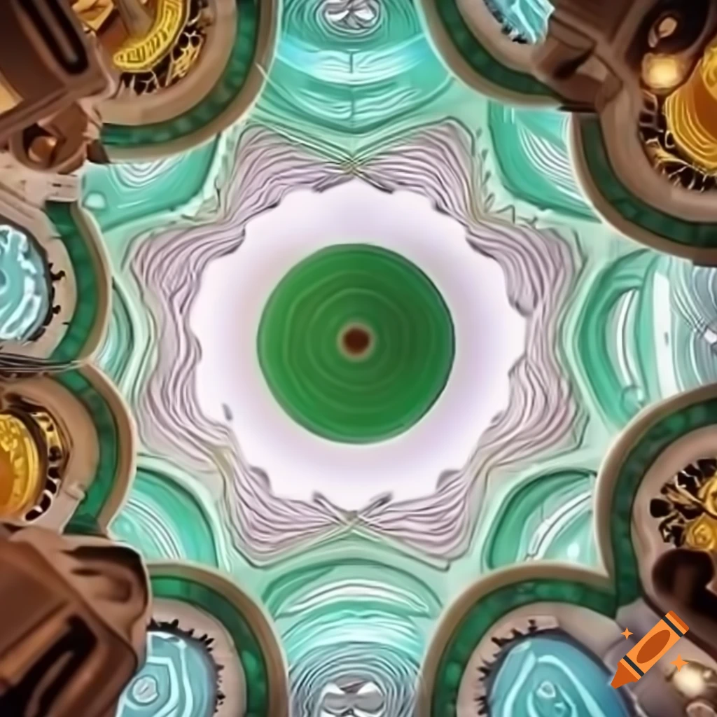 Vibrant vector illustration of Madinah Sharif mosque with green dome and crystal glass