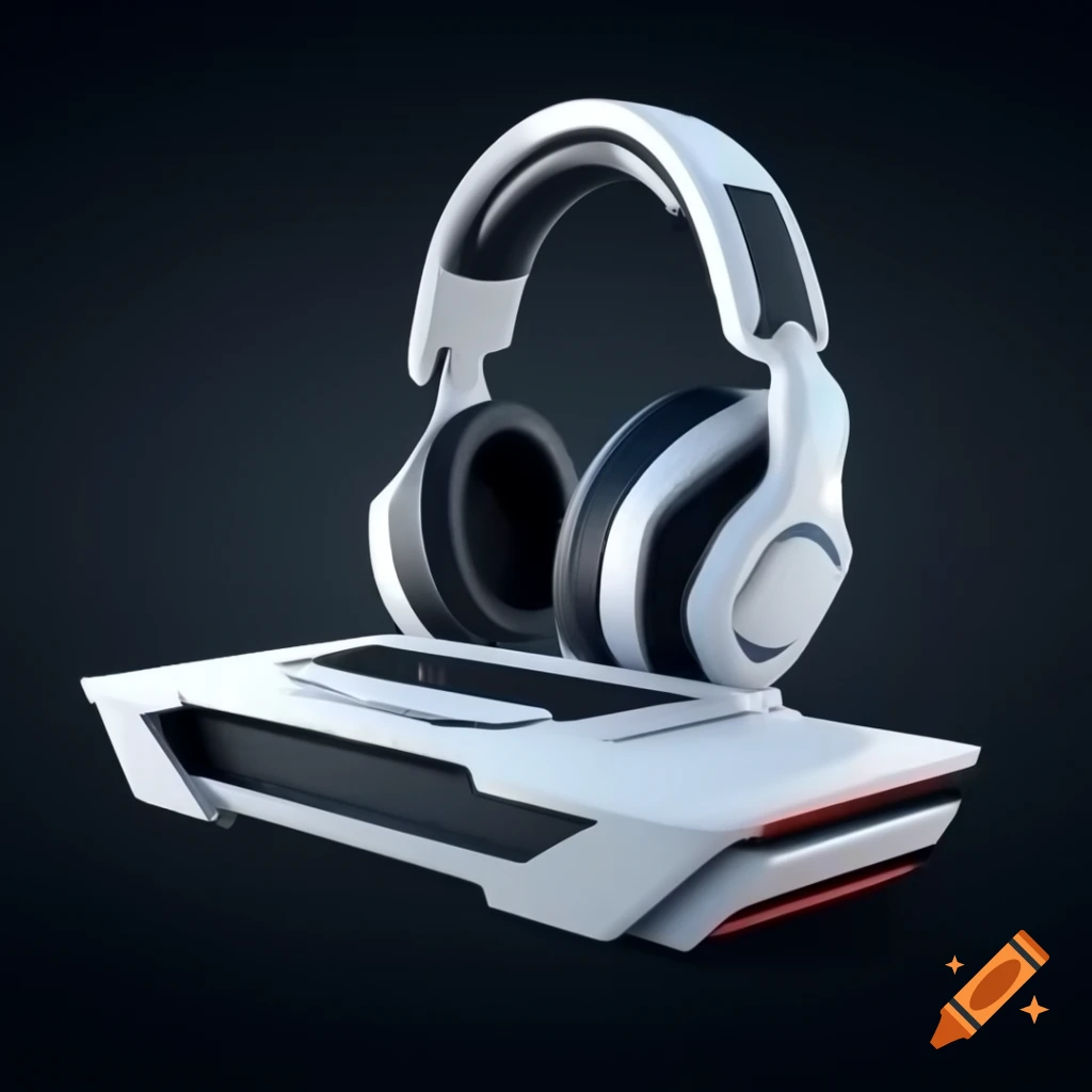 Futuristic modern gaming console design in white color