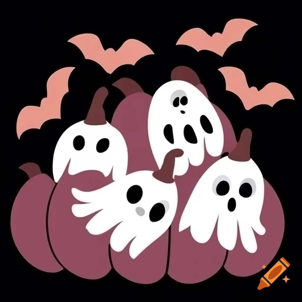 Charming miniature ghosts, pumpkins, and haunted houses in blush tones for spooky celebrations