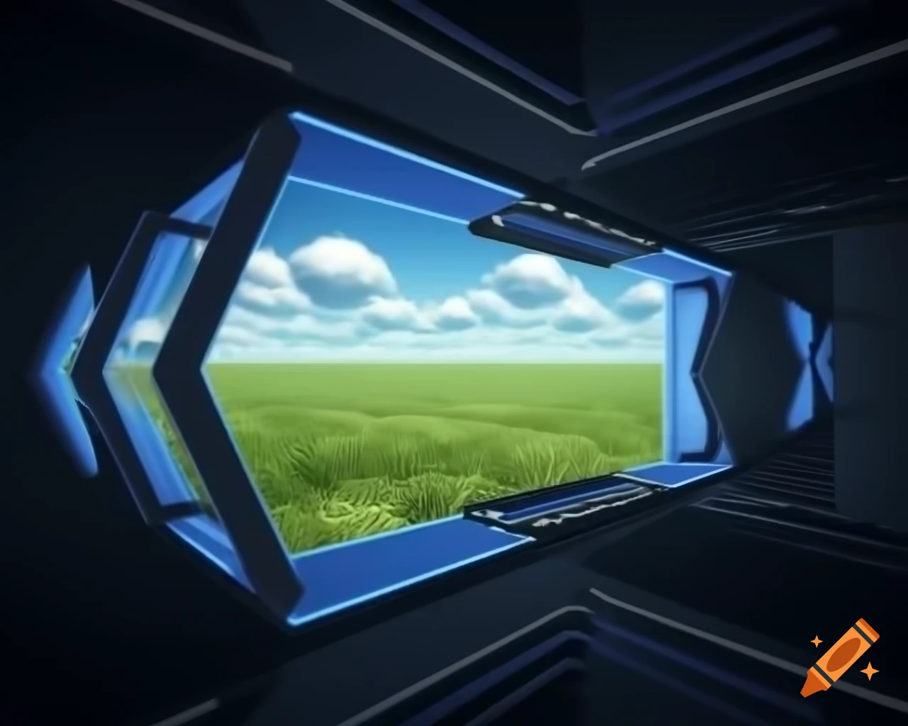 Panoramic view of open field in photorealistic 3D render