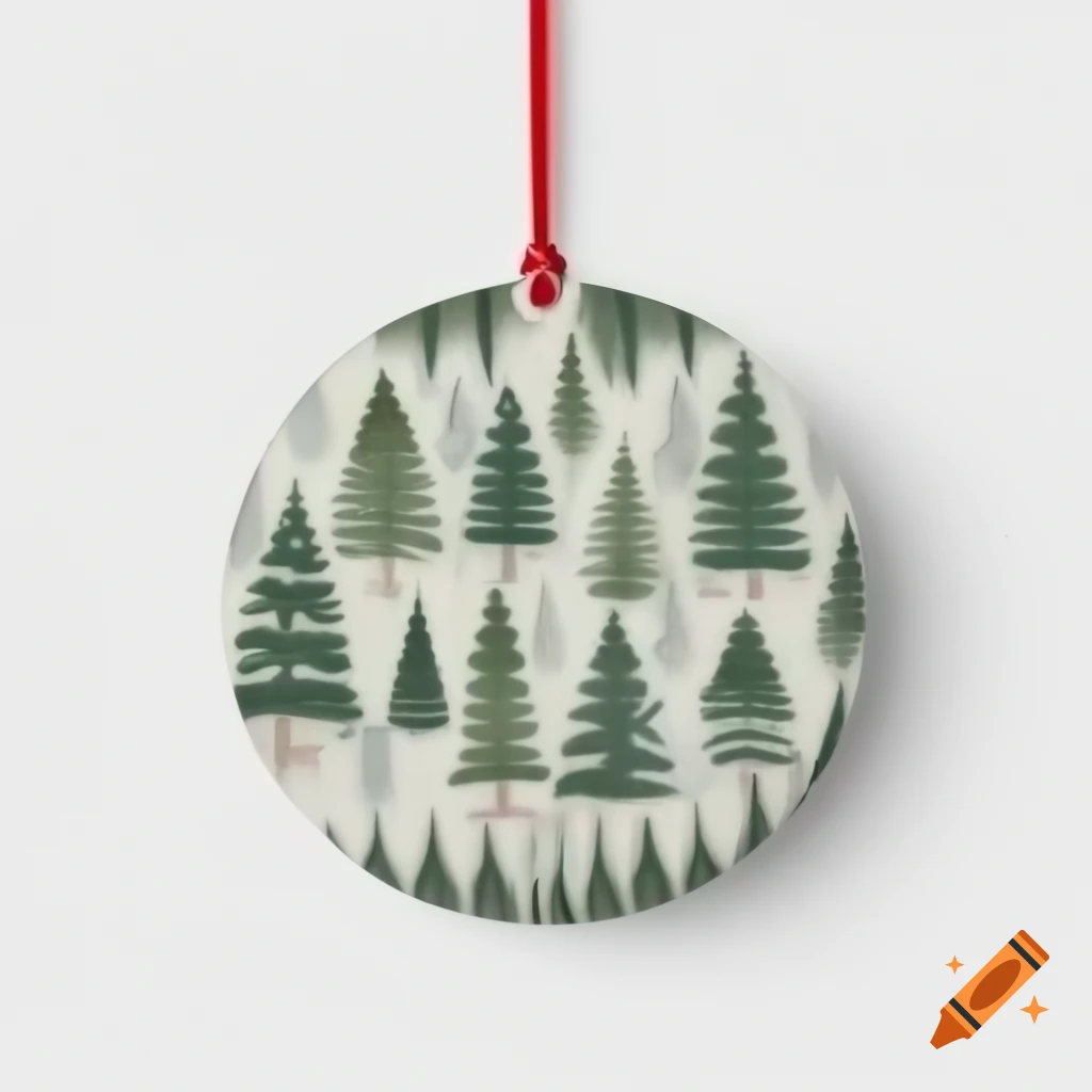 Nordic-inspired ornament with reindeer and pine trees in folk art style