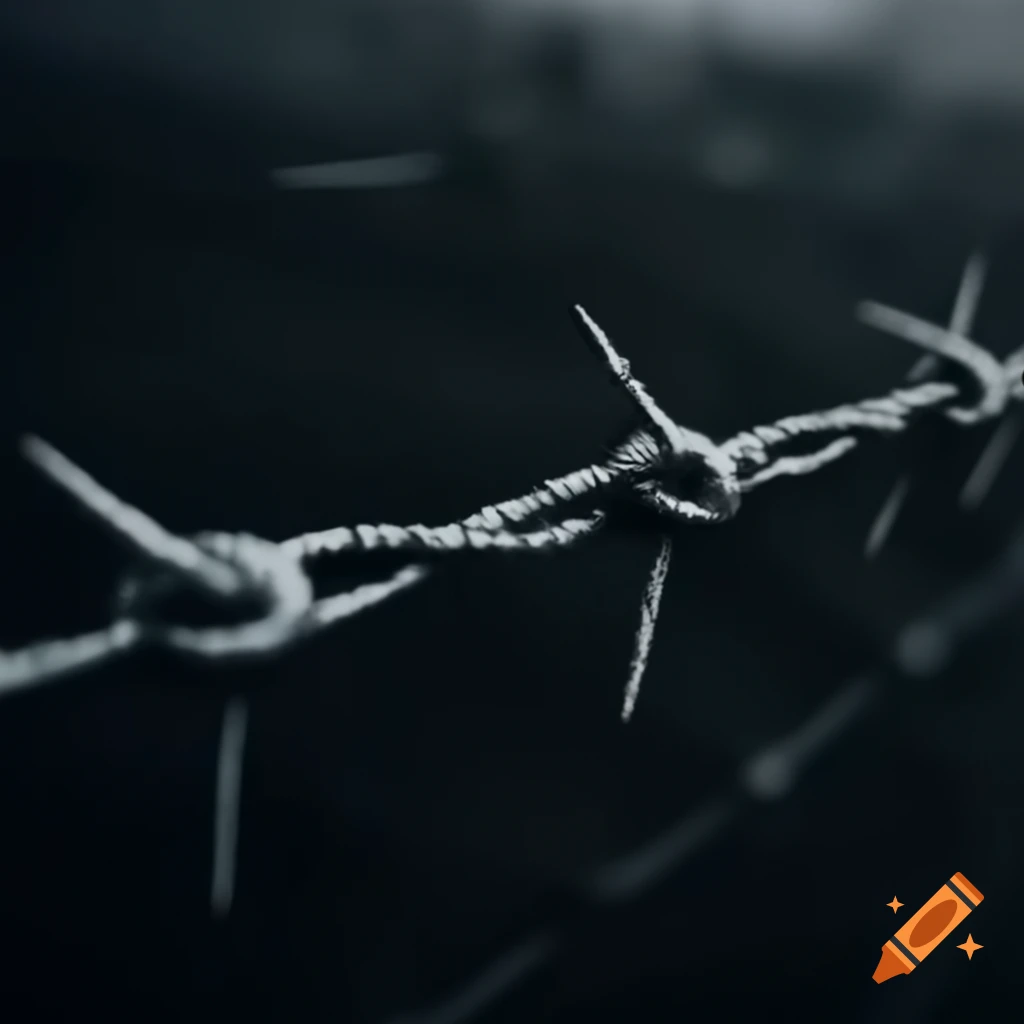 Dark wallpaper featuring barbed wire design