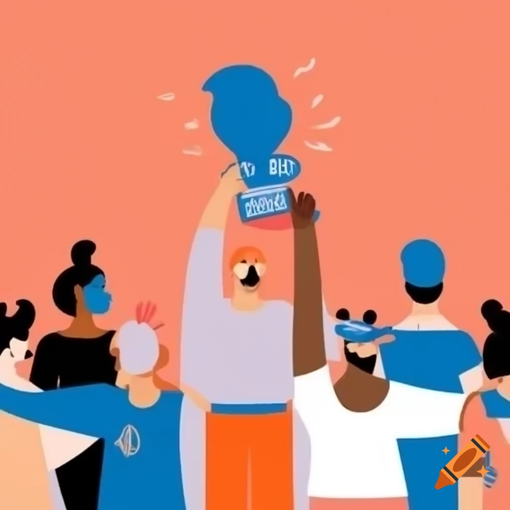 Cartoon depicting people following a leader
