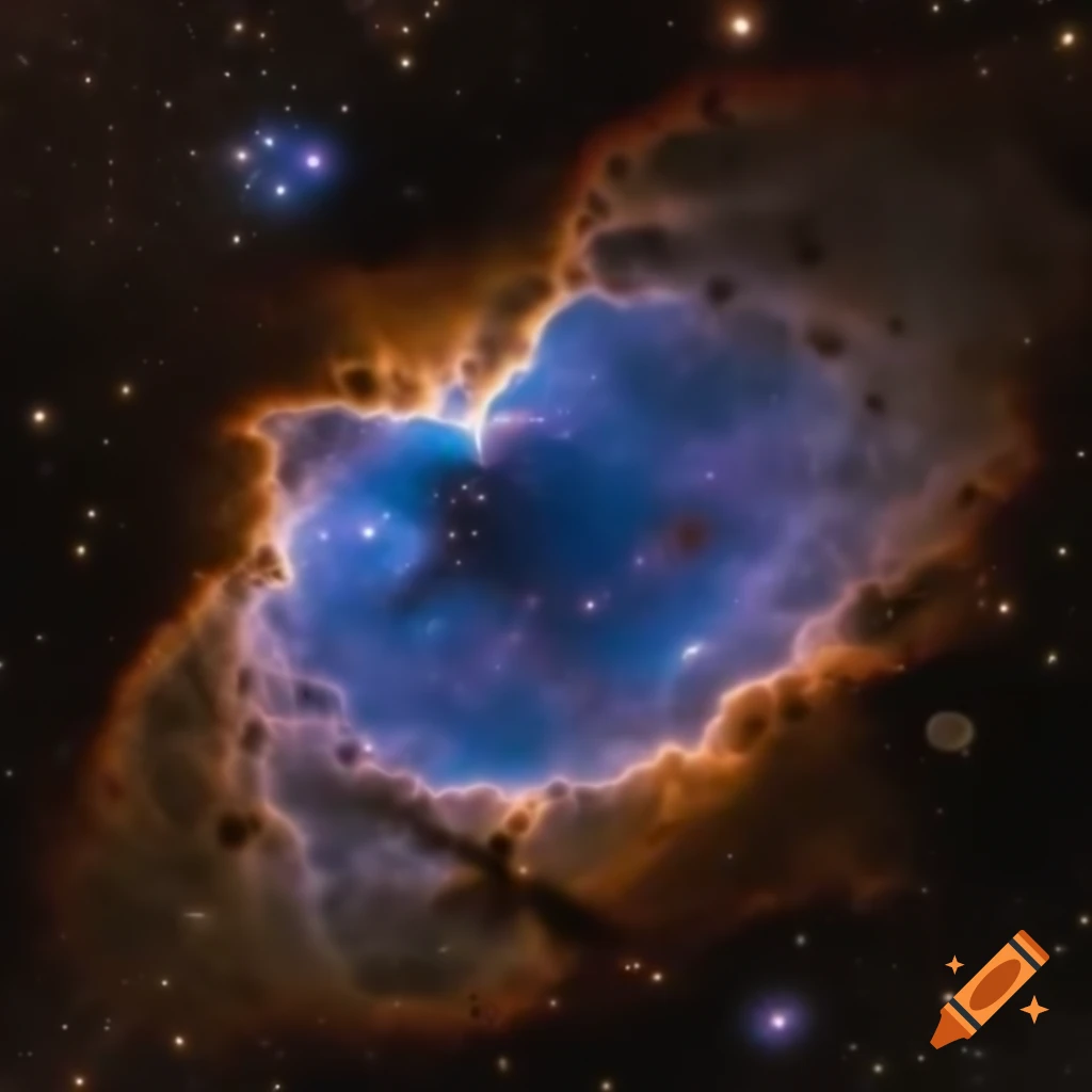 Irregularly shaped purple nebula in space