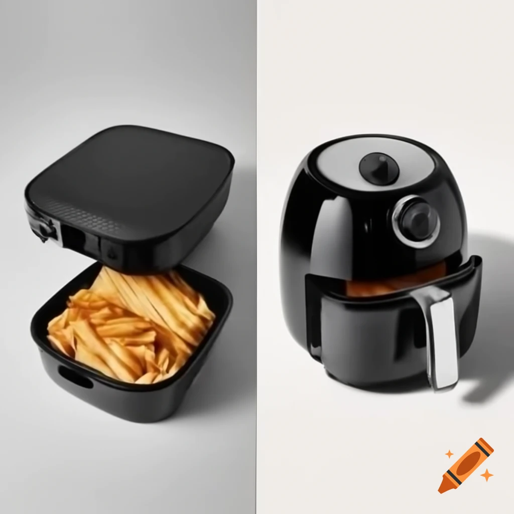 Takeout containers beside a shiny air fryer