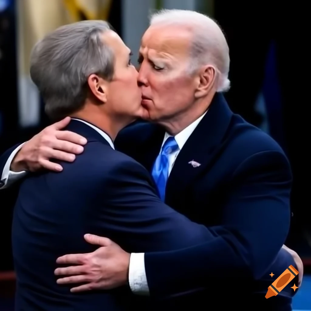 George W. Bush and Joe Biden sharing a passionate kiss