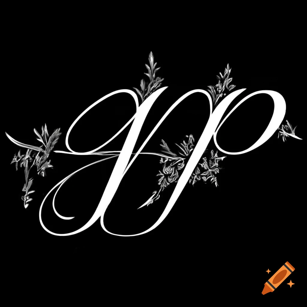 Elegant high fantasy styled lettering with ivy branches and thorns, inspired by Yoshitaka Amano