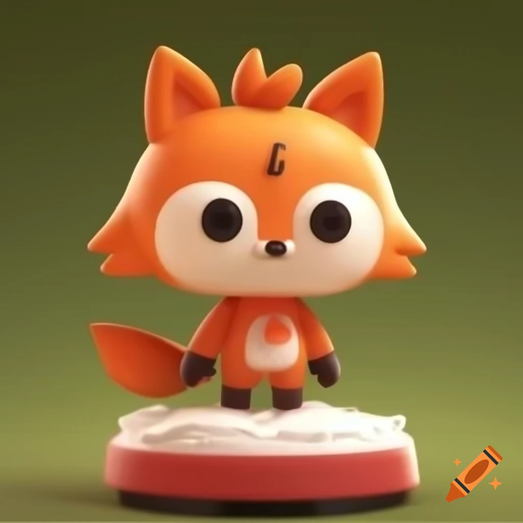 Cartoon fox mascot character in clay model style