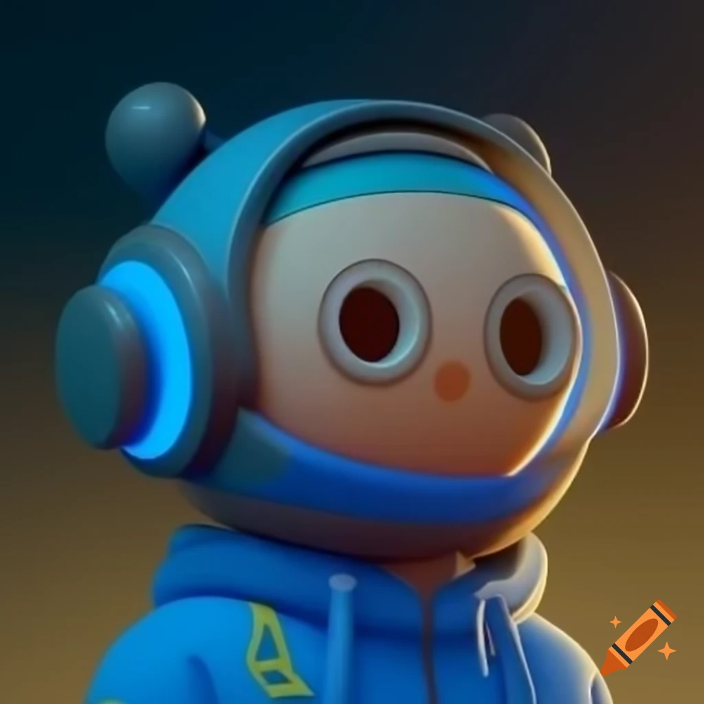 Futuristic cartoon character with round shape