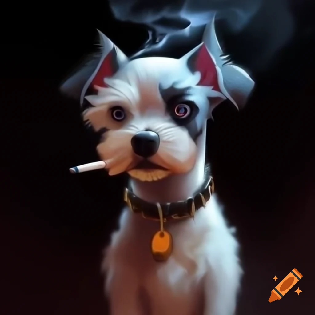 Surreal puppy with spiked collar