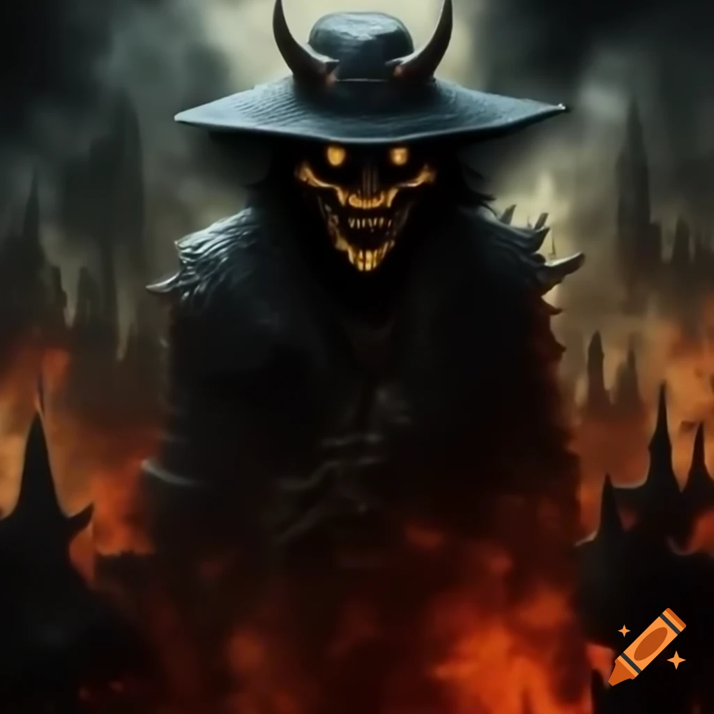 Shadowy figure in a smoke-filled noir cityscape illuminated by crimson lightning