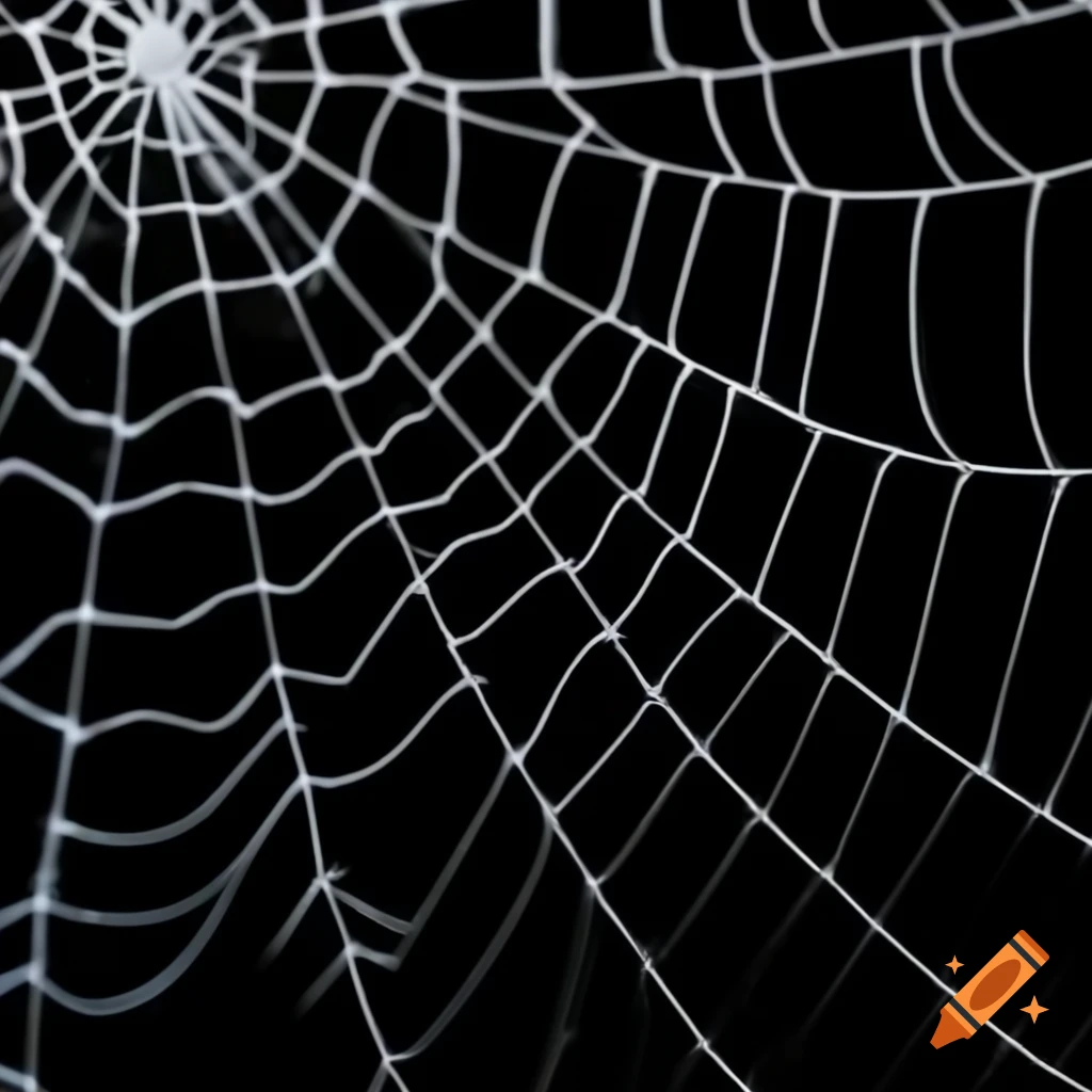 Black background with white spider webs in four corners