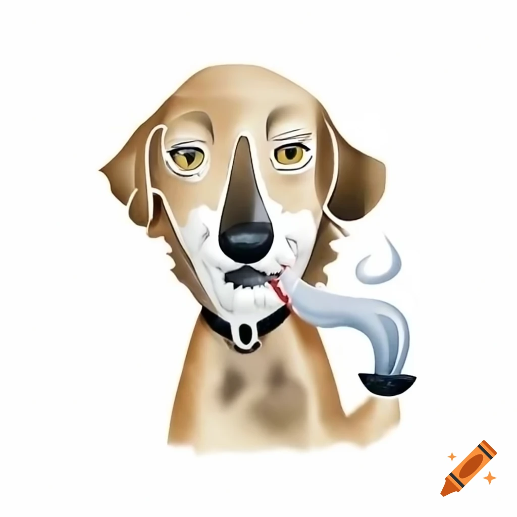 Surreal dog with spiked collar and smoking, imaginative style