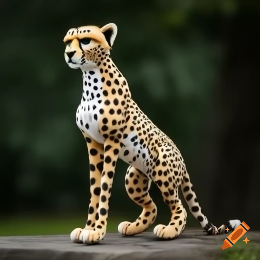 Stuffed cheetah toy standing on hind legs