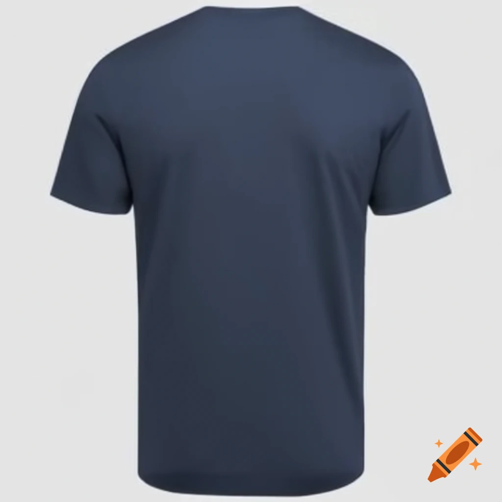 Dark blue t-shirt mockup showing front and back views