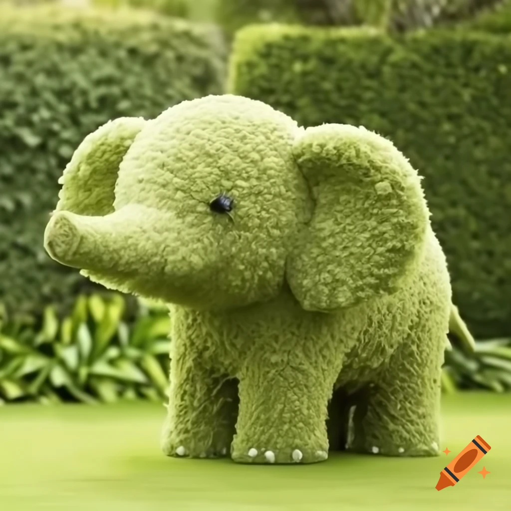 Cute topiary elephant sculpture
