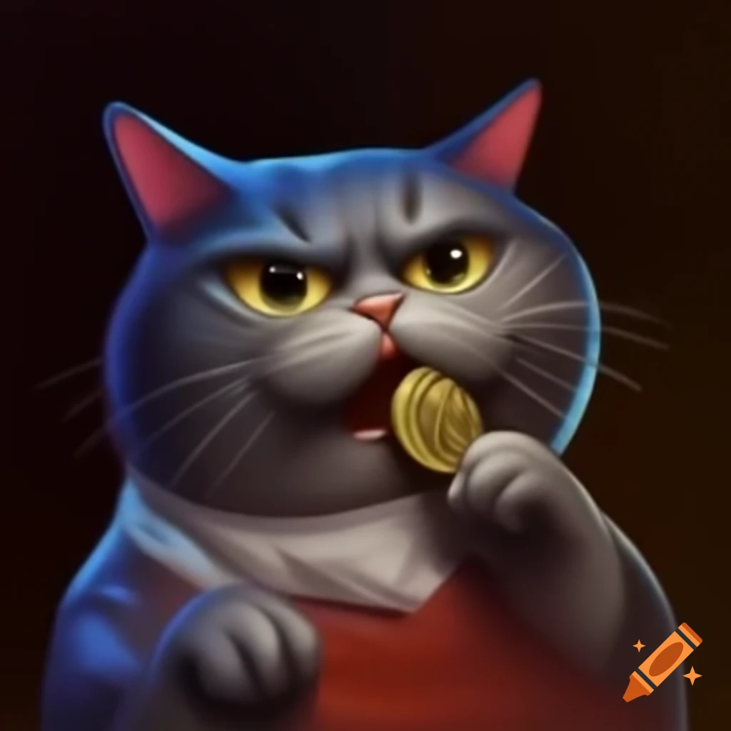 Cat interacting with Bitcoin symbol using paws