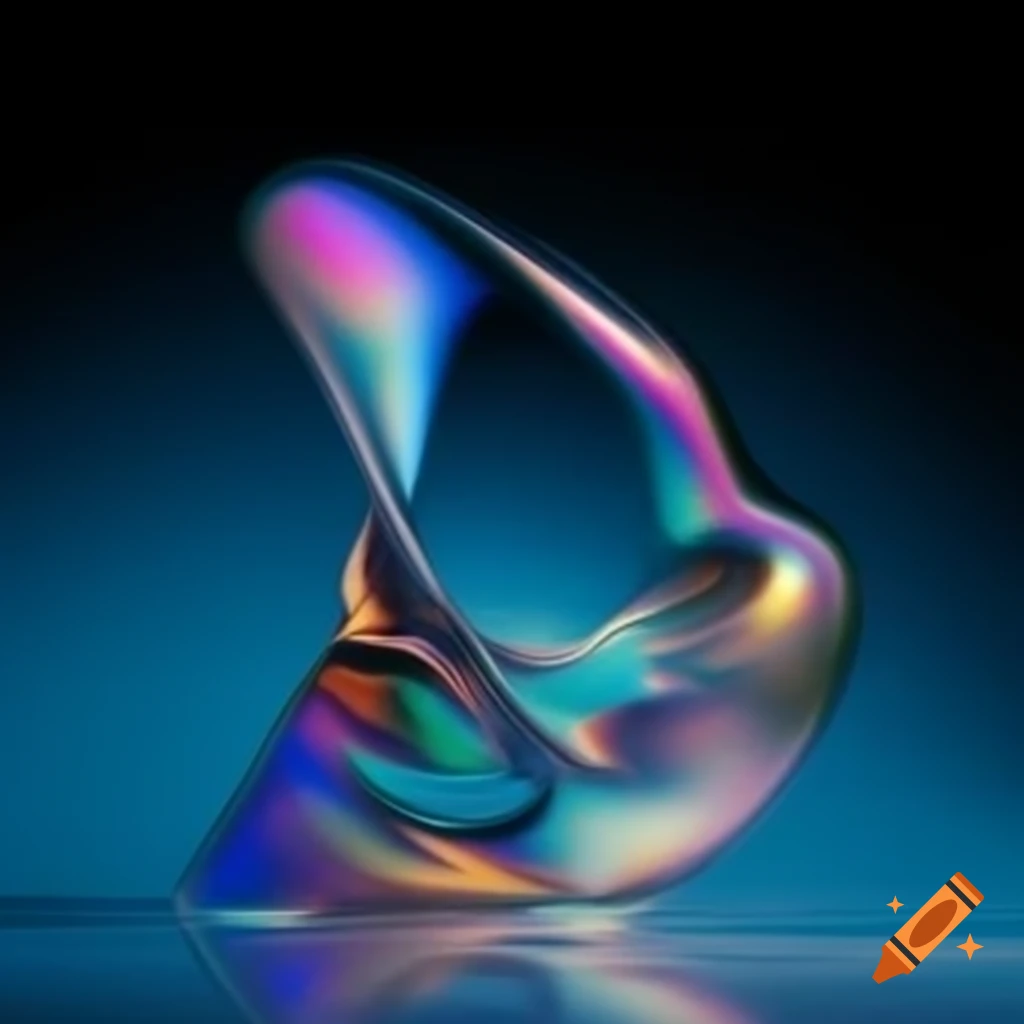 Pop surreal photography featuring iridescent glass statue