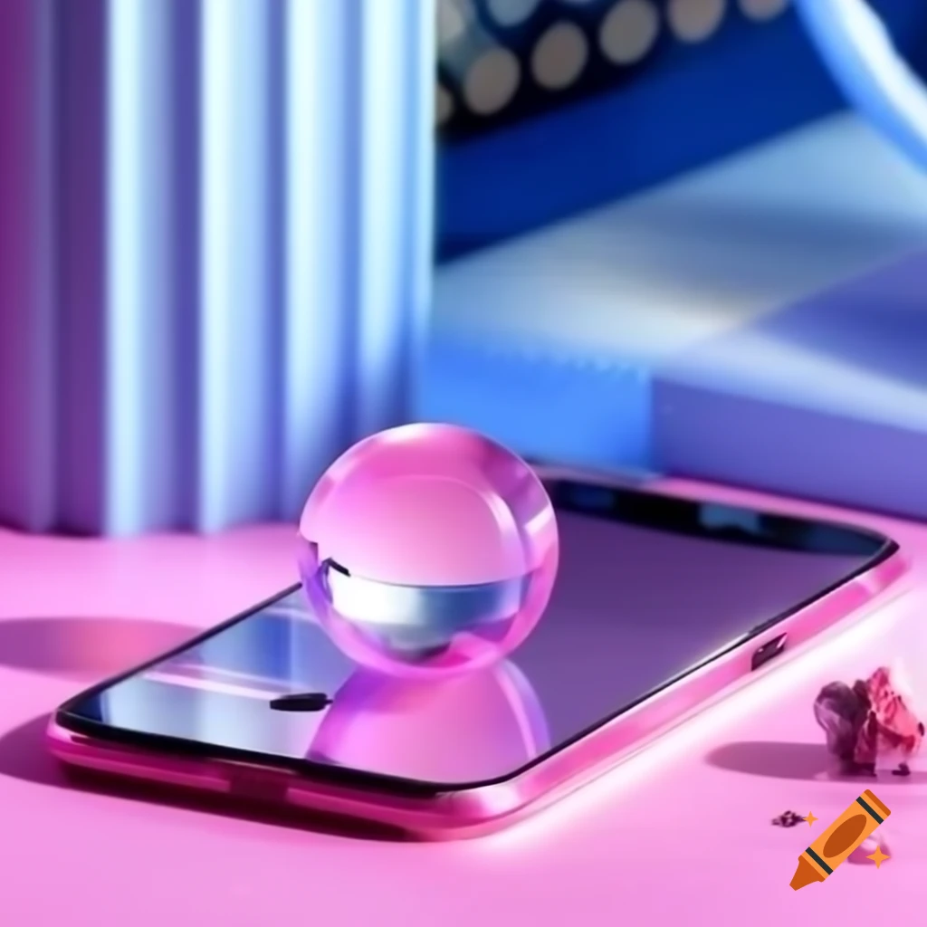 Crystal ball beside cellphone in anime style