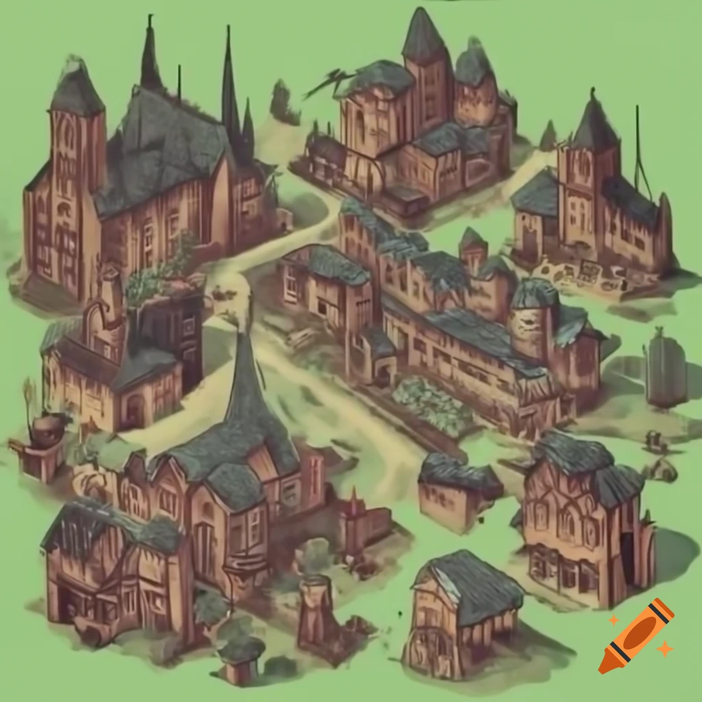 Vivid and detailed fantasy town architecture