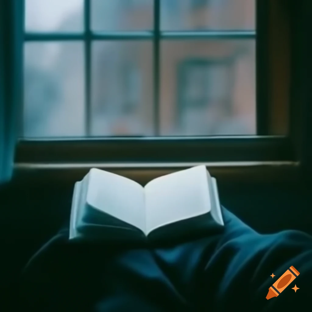 Open diary on windowsill illuminated by soft overcast light