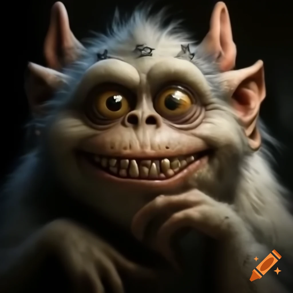 Majestic creature combining husky eyes and playful troll features