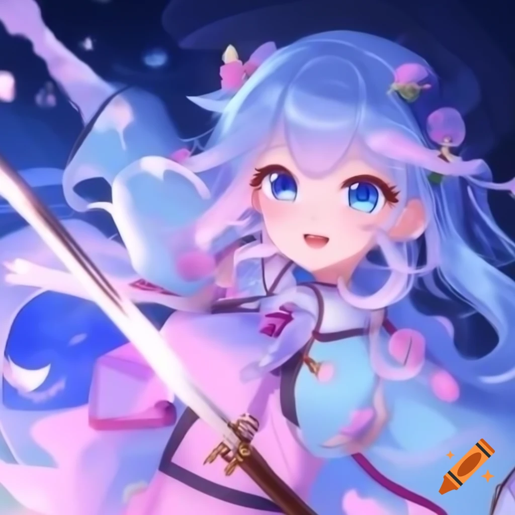Anime character with big expressive eyes and soft, innocent expression