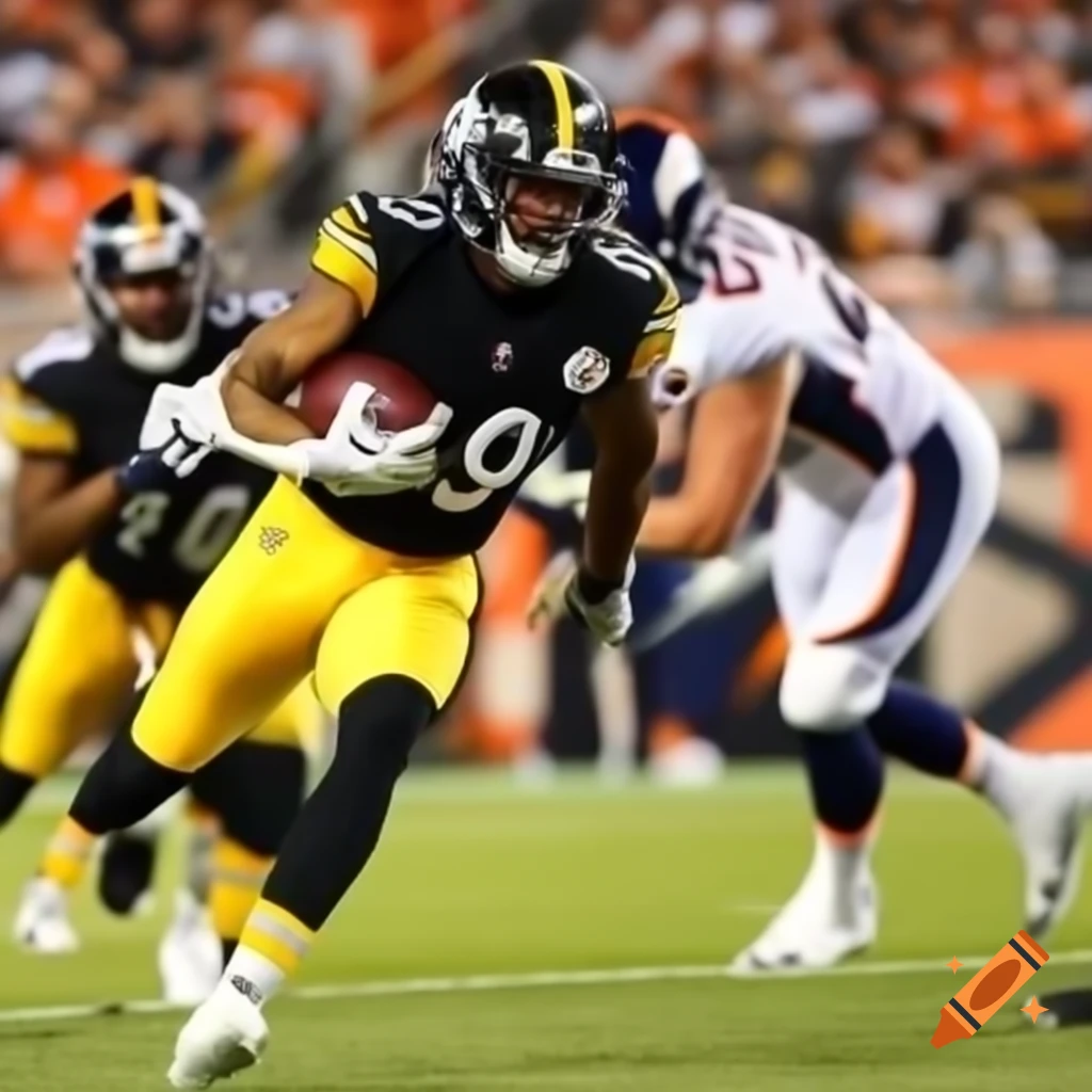 Pittsburgh Steelers intercepting Denver Broncos pass in endzone