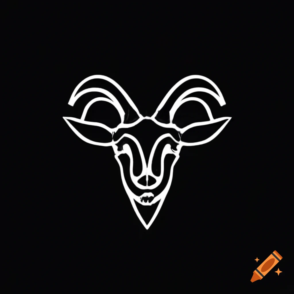 Minimalistic black line logo of a goat's head